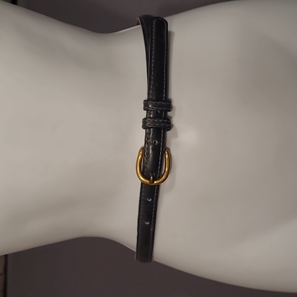 La Jolla Blue Leather Skinny Belt With Brass Buckle - Picture 1 of 14